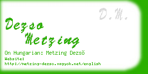 dezso metzing business card